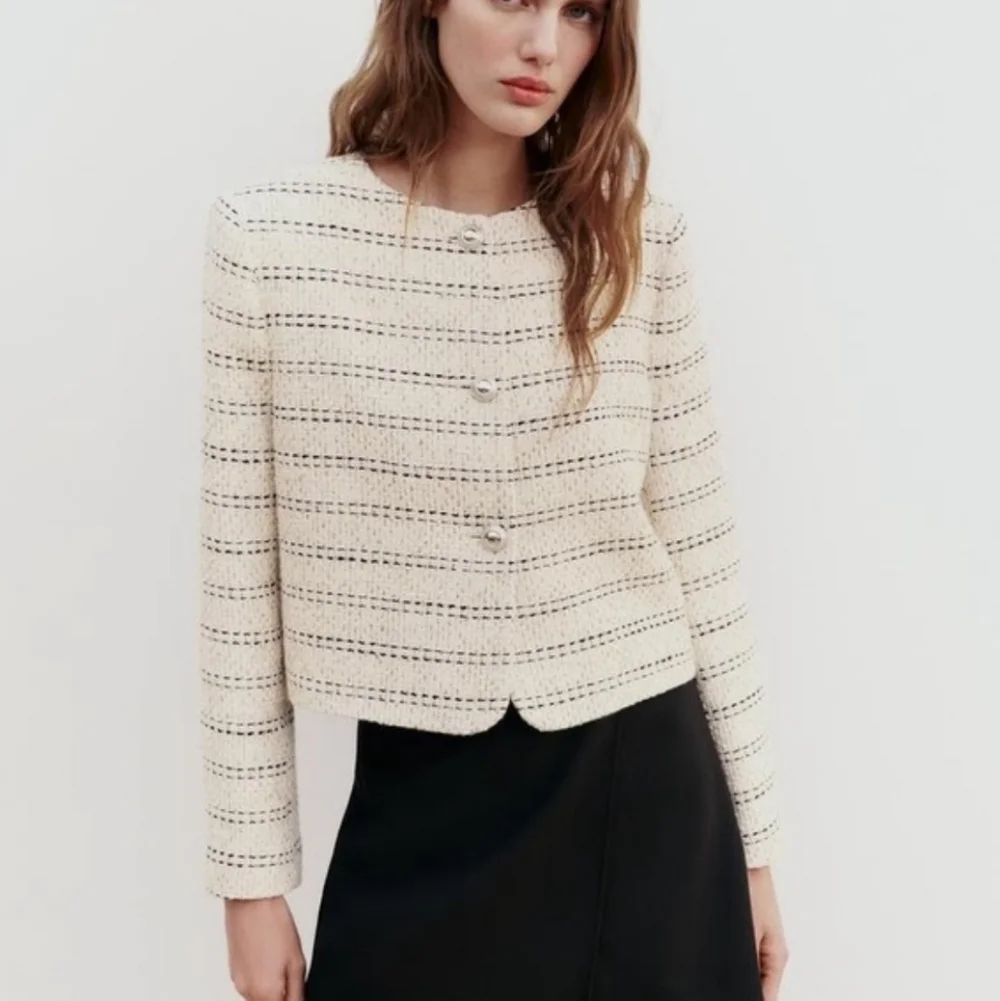 Zara Textured Tweed Blazer Size S